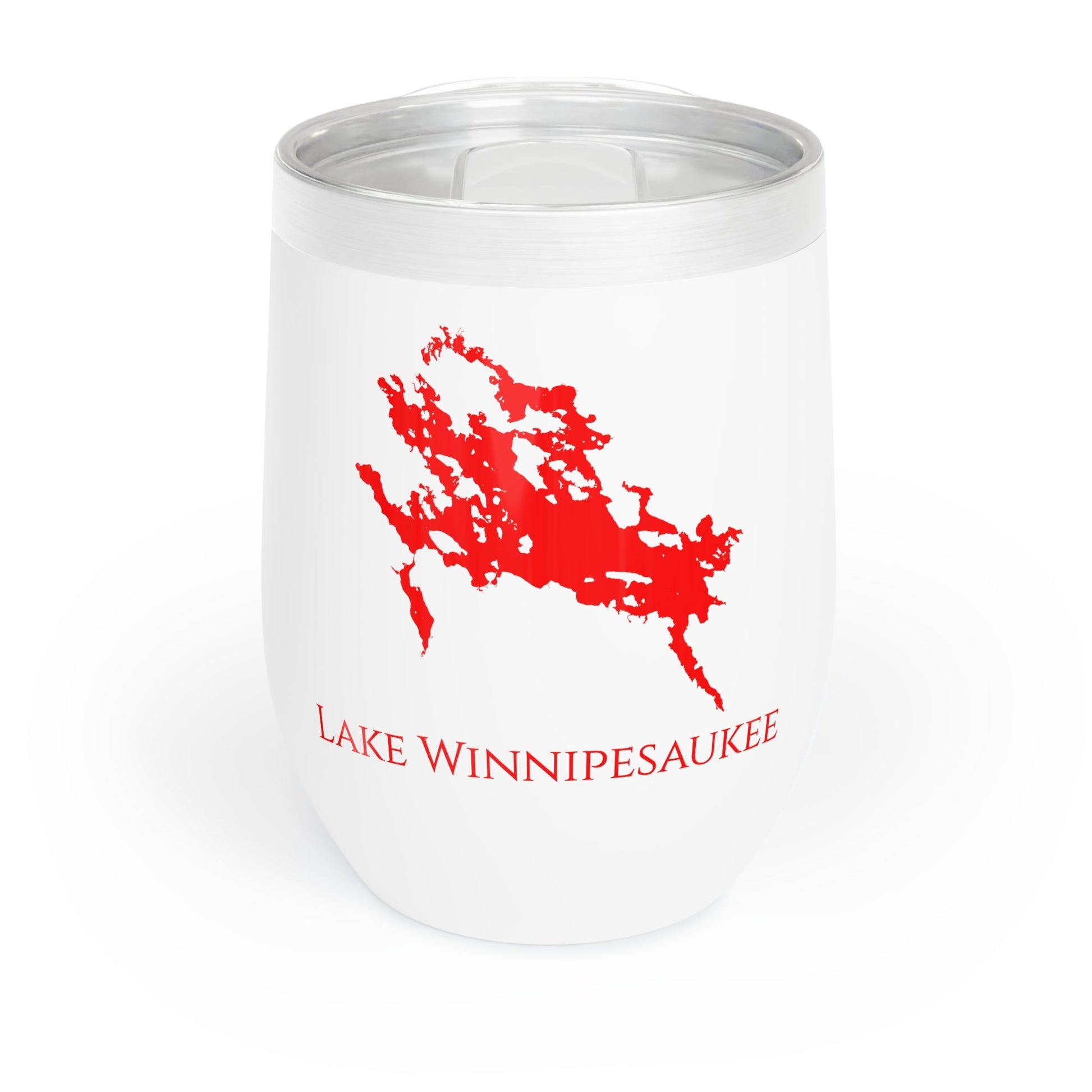 Lake Winnipesaukee, NH Wine Tumbler-Black-Red