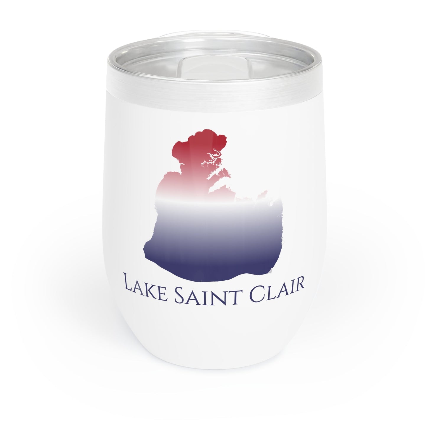 Lake Saint Clair, MI Wine Tumbler-Black-Red White and Blue