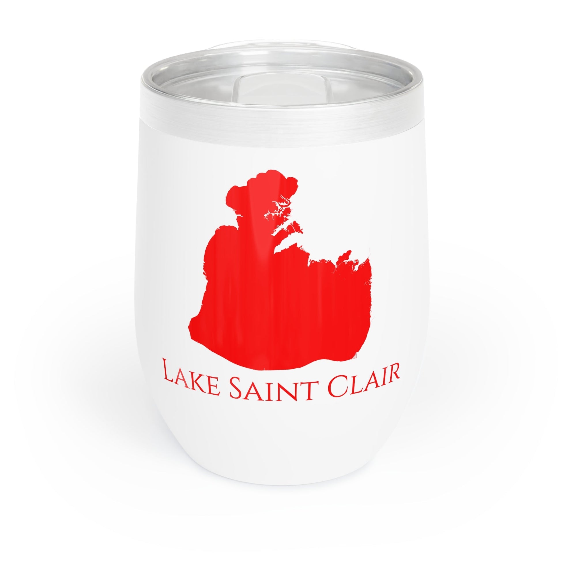 Lake Saint Clair, MI Wine Tumbler-Black-Red