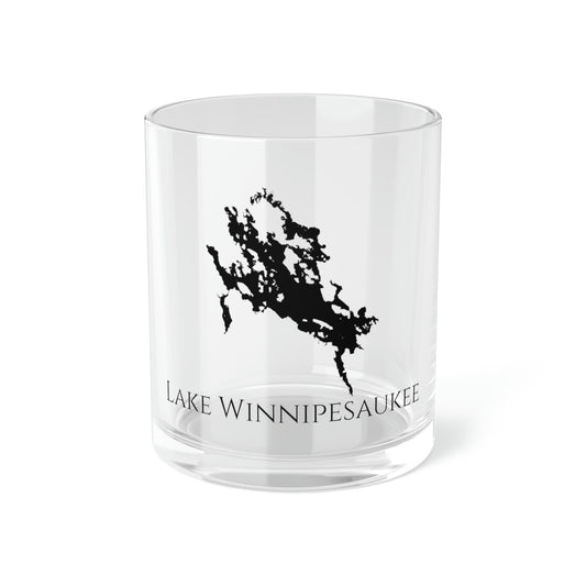 Lake Winnipesaukee Bar Glass, New Hampshire lake gift - 10oz Front View